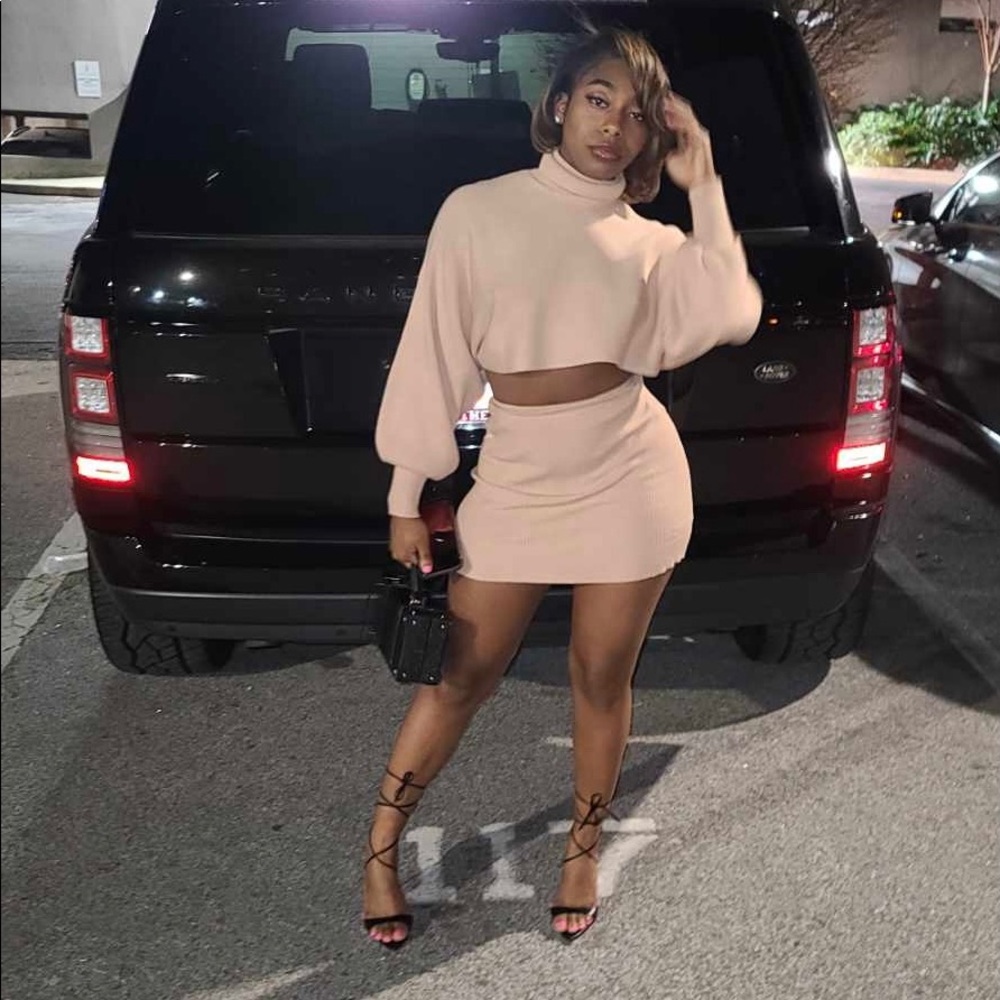 Turtleneck two-piece short set